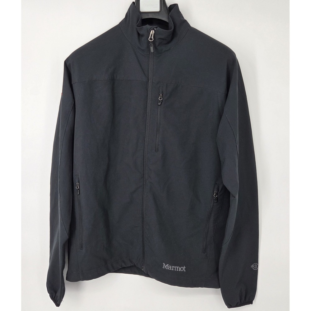 Marmot Jacket Mens Medium Black Full Zip M3 Tempo Softshell Axis Logo